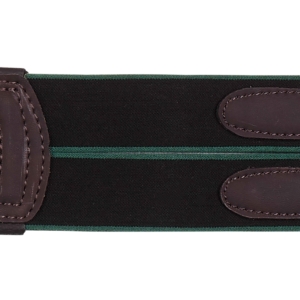 Arena stud girth with central D-ring – Arena_Flat_Studgirth_BRN_Elastic_LoR