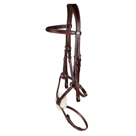 Arena grackle bridle with padded noseband – Arena_GrackleOnBridle_BRN