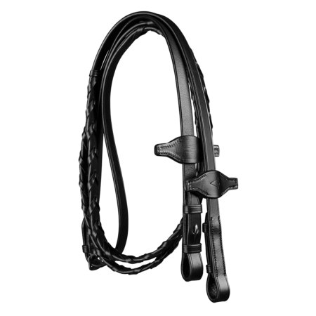 Arena laced leather reins – Arena_LacedReins_Coil_BLK