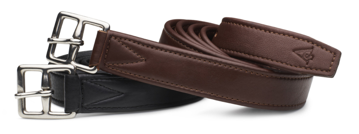 Arena leather stirrup leathers – Arena_StirrupLeathers_curled_BLK+BRN_2020_LoR